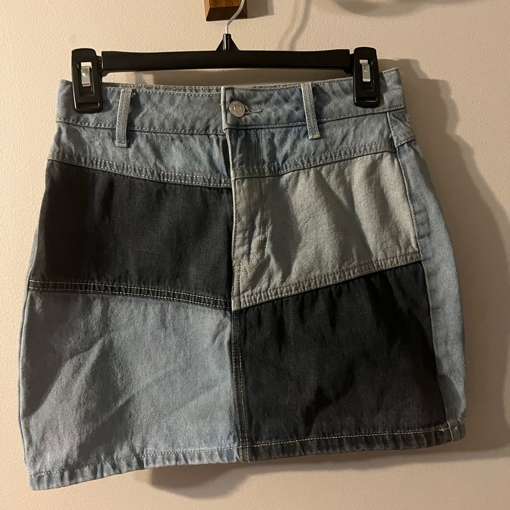 Patchwork Denim Skirt